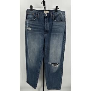 Madewell The Dad Jean Size 30 Distressed High Rise Relaxed Fit Blue Denim Jeans